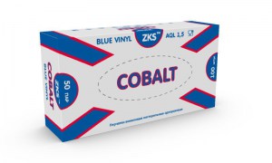Перчатки ZKS виниловые синие Cobalt размер S 100шт